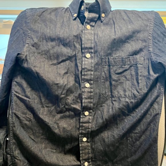 Epaulet Denim Button Down Shirt in Indigo - Picture 2 of 3